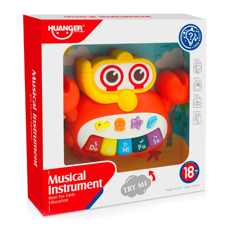 Juguete Piano Musical Con Luces Sonidos Animales Cangrejo-6