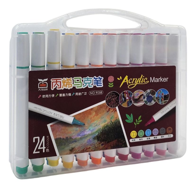 Set Marcadores Acrilicos 24 Lapices Calidad Arte Dibujo-0