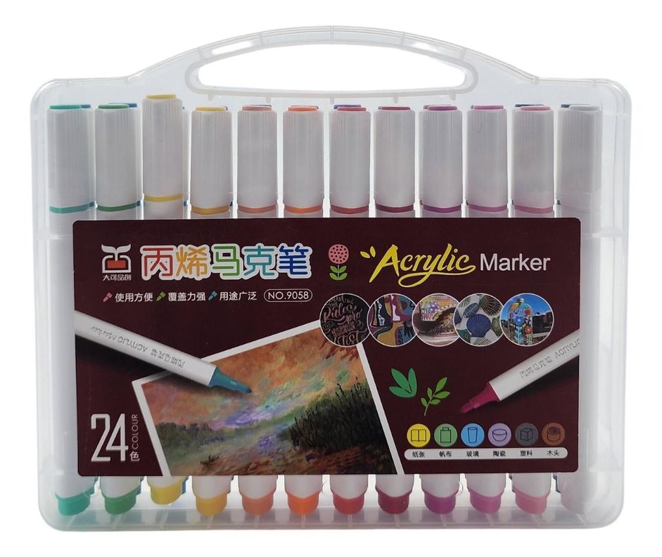 Set Marcadores Acrilicos 24 Lapices Calidad Arte Dibujo-2
