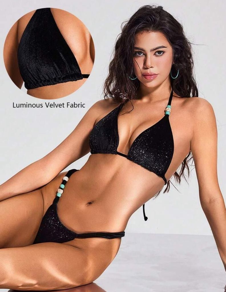 Traje de Baño Mujer Terciopelo Negro-2