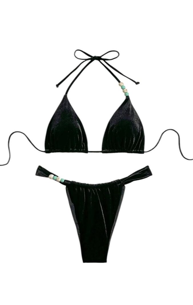 Traje de Baño Mujer Terciopelo Negro-3