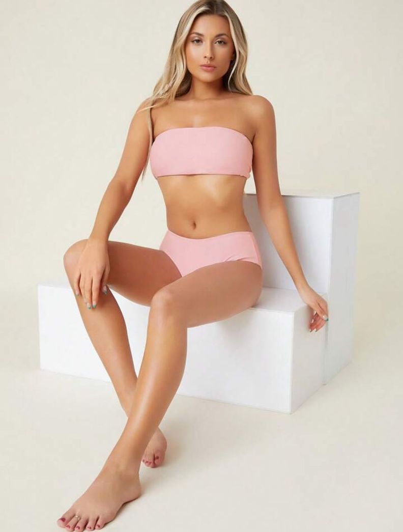 Traje de Baño Mujer Unicolor Bandeau-1