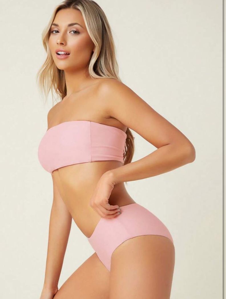 Traje de Baño Mujer Unicolor Bandeau-3