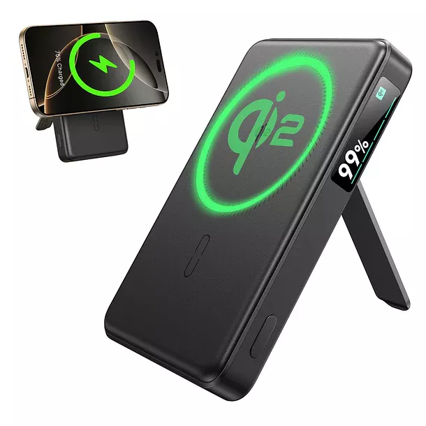 Bateria portatil ESR Qi2 10 000mah Magnetica Kickstand Powerbank Negro