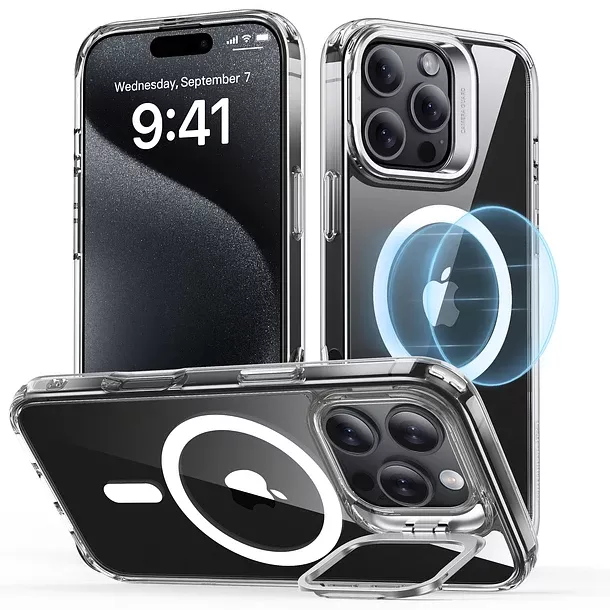 Carcasa ESR Para iPhone 16 Pro Max Hybrid Stash Stand Transparente