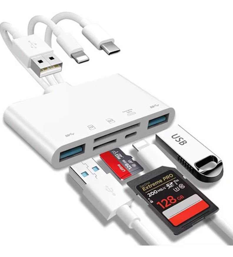 Adaptador Hub Sd Para iPhone Android Macbook 3 En 1