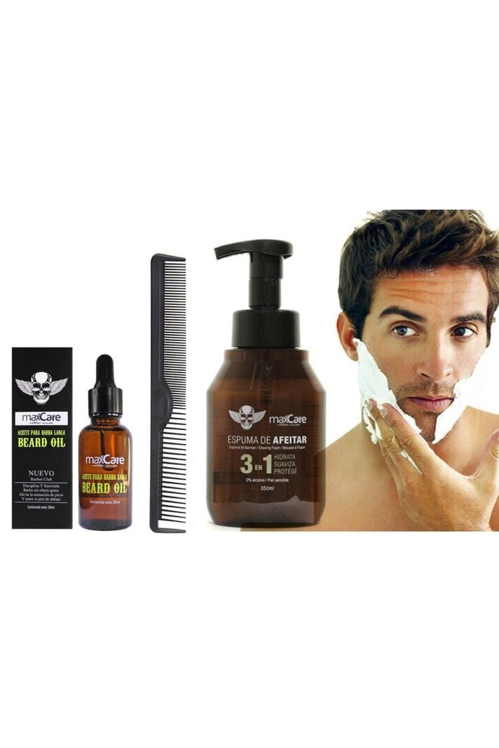 Pack Hombre Maxcare, Aceite Barba, Espuma de Afeitar, Peine Carbón Maxcare-0