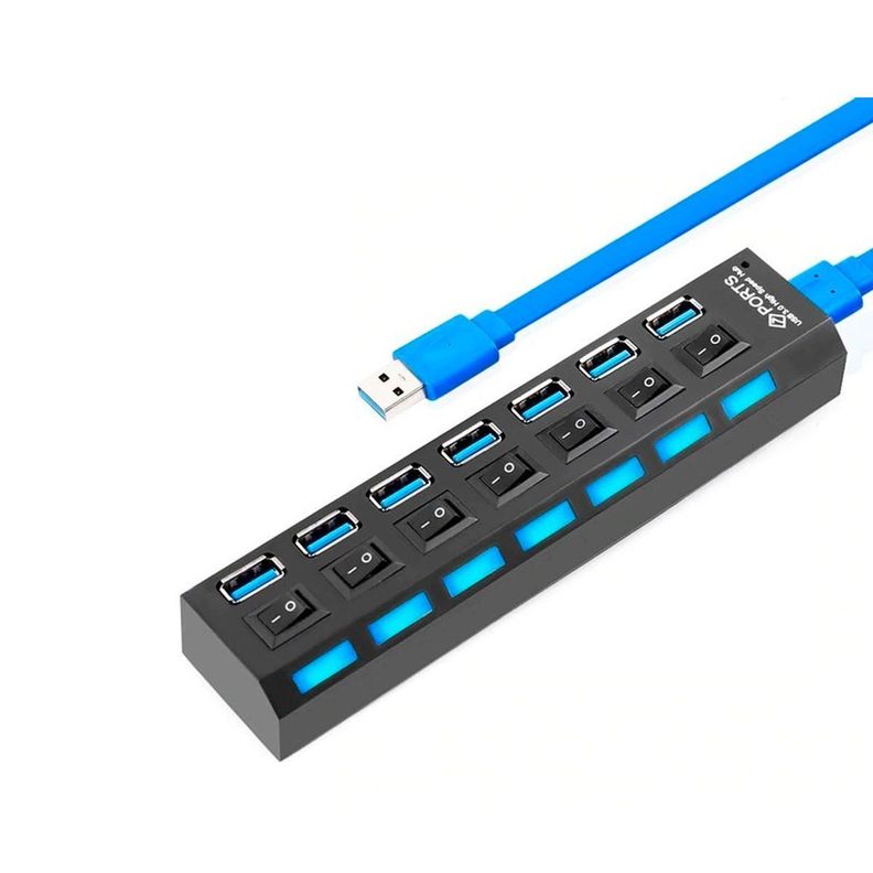 Hub Usb 3.0 7 Puertos De Alta Velocidad Con Indicador Led-0