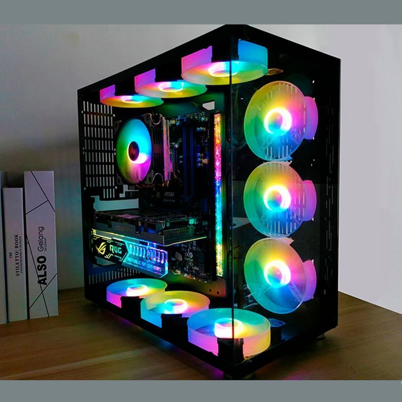 Kit 3 Ventilador Fan Cooler Cpu Led Rgb 12cm Control Remoto-4