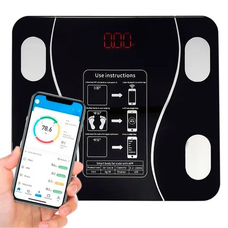 Balanza De Baño Digital Bluetooth Inteligente Mide Peso Grasa Imc-2