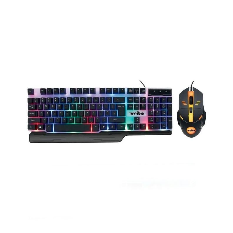 Mouse Y Teclado Gamer Weibo Wb-550 Rgb Sensacion Mecanica-0