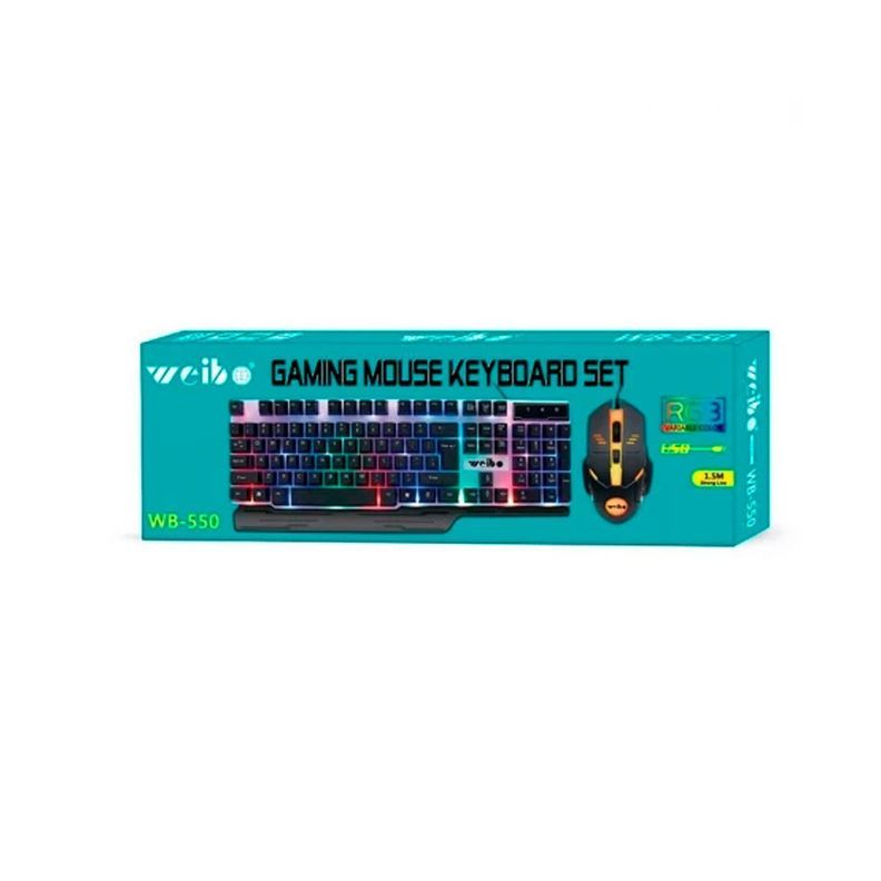 Mouse Y Teclado Gamer Weibo Wb-550 Rgb Sensacion Mecanica-3