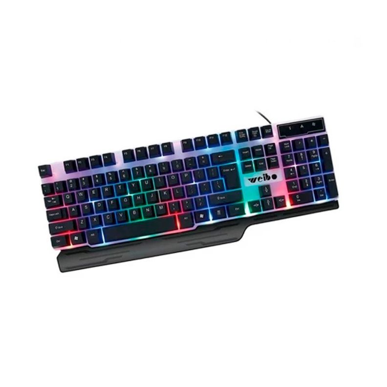 Mouse Y Teclado Gamer Weibo Wb-550 Rgb Sensacion Mecanica-1