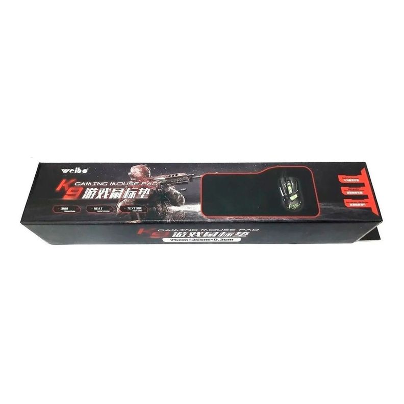 Mouse Pad Gamer Xl Antideslizante Negro Borde Cosido 75x35cm-3