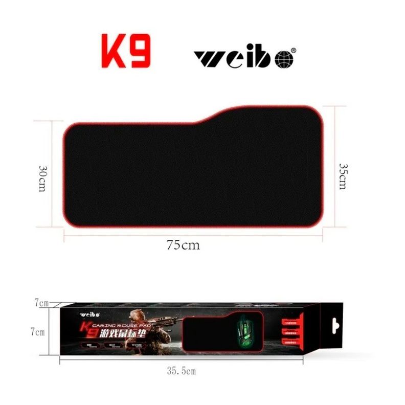 Mouse Pad Gamer Xl Antideslizante Negro Borde Cosido 75x35cm-1