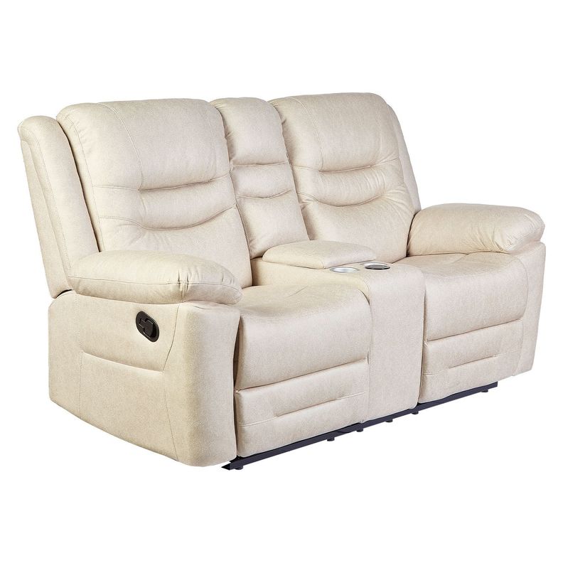 Sofá ODH Reclinable 2 Cuerpos  Cargador Inalámbrico London Café Claro-1