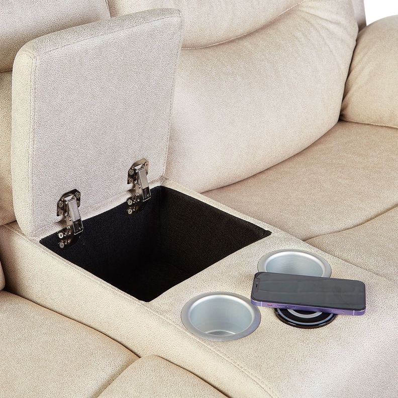 Sofá ODH Reclinable 2 Cuerpos  Cargador Inalámbrico London Café Claro-2