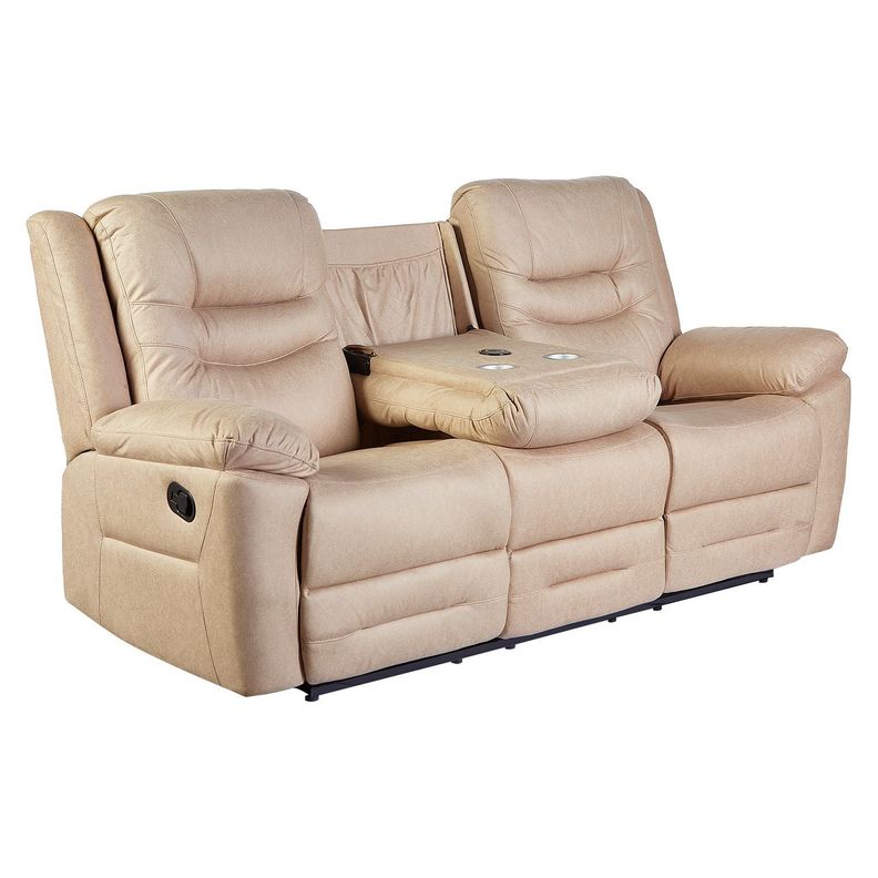 Sofá ODH Reclinable 3 cuerpos Cargador Inalámbrico London Beige-1