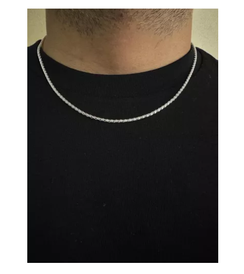 Collar Unisex Hombre Coreana Plata Italiana 925 - 50cm-2