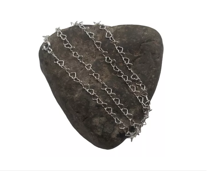 Cadena Mujer Corazones Plata Italiana 925 - 50 Cm-0