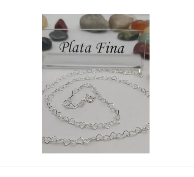 Cadena Mujer Corazones Plata Italiana 925 - 50 Cm-4