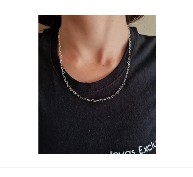 Cadena Mujer Corazones Plata Italiana 925 - 50 Cm-5