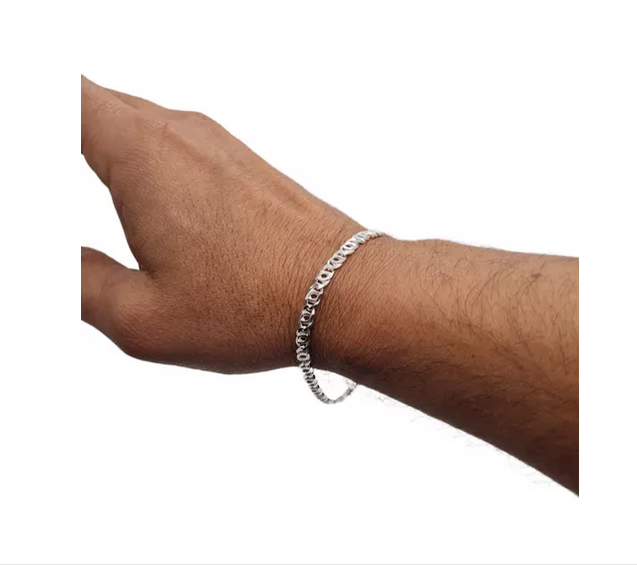 Pulsera Hombre Ojo De Tigre Plata Italiana 925-0