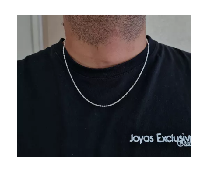 Cadena Hombre Turbillon Corta 50 Cm Plata 925-2