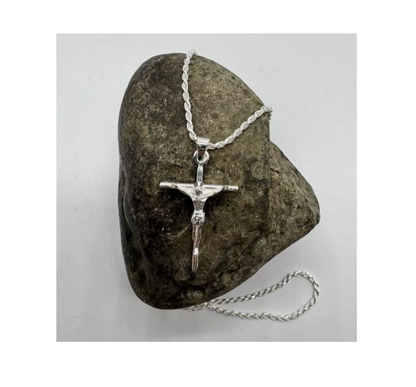 Cadena Con Colgante Cruz Hombre Plata Italiana 925-4