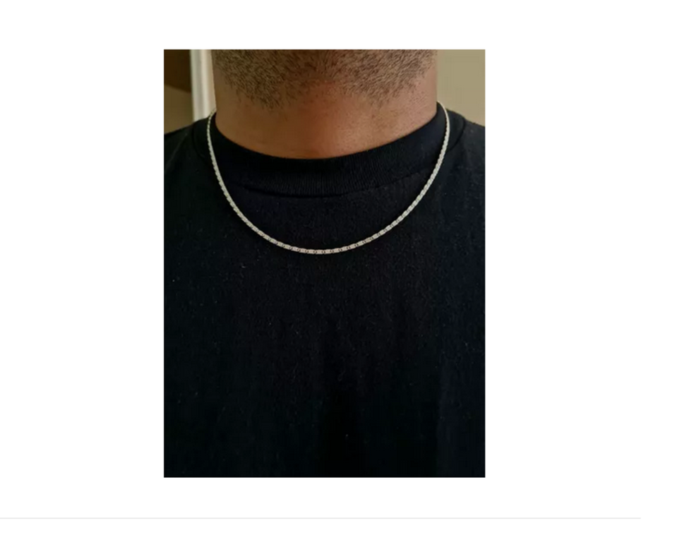 Cadena Caracol Corta Plata 925 Delgada Hombre-1