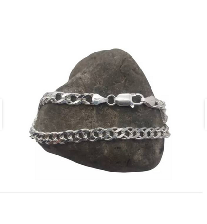 Pulsera Plata Doble Grumet Hombre Italy 925-0