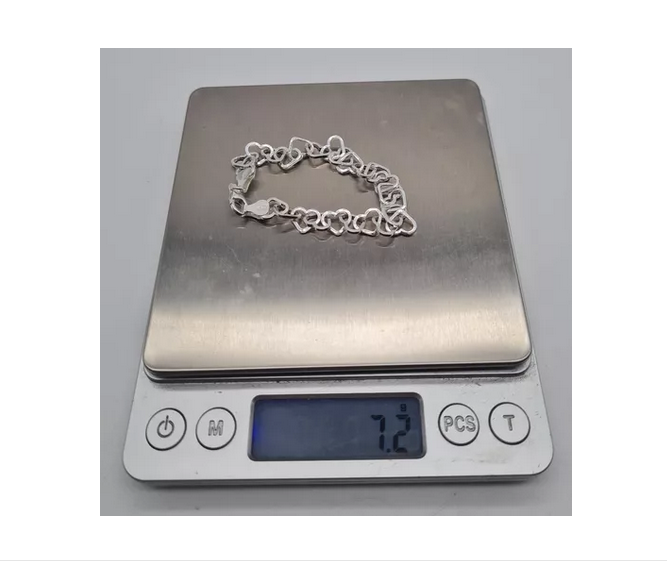 Pulsera Mujer Diseño Corazones Plata Italiana 925-3