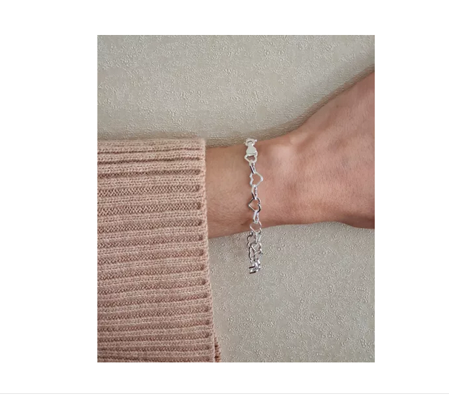 Pulsera Mujer Diseño Corazones Plata Italiana 925-7