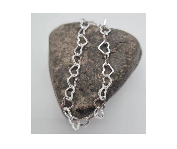 Pulsera Mujer Diseño Corazones Plata Italiana 925-5