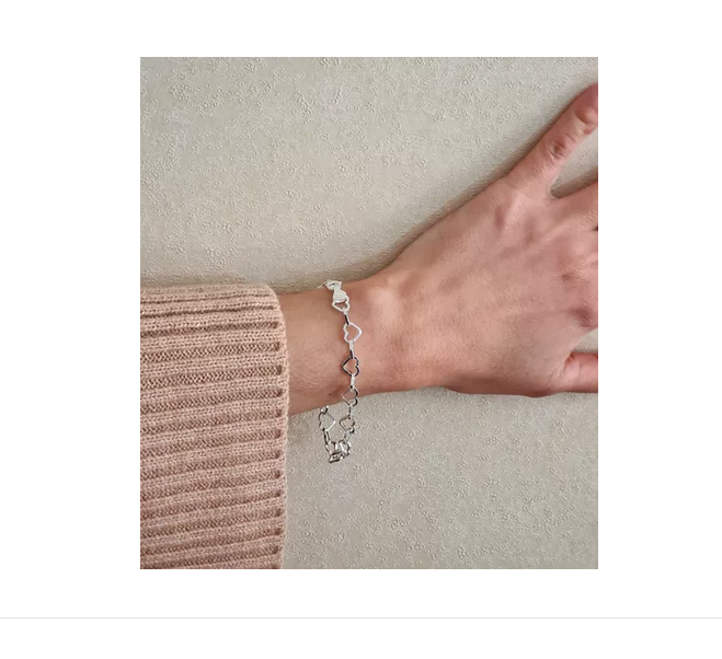 Pulsera Mujer Diseño Corazones Plata Italiana 925-2