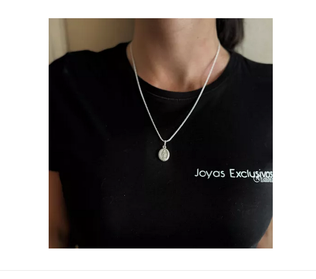 Colgante Virgen Del Rayo + Cadena Plata Italiana 925 Mujer-1