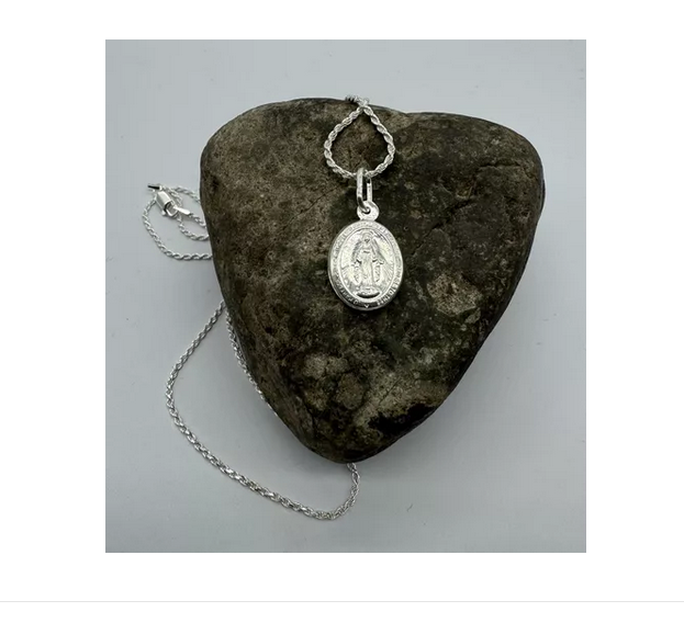Colgante Virgen Del Rayo + Cadena Plata Italiana 925 Mujer-3