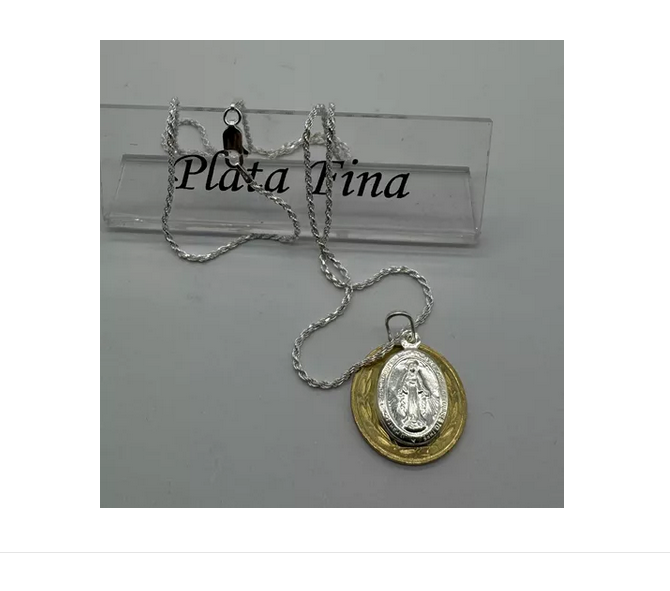 Colgante Virgen Del Rayo + Cadena Plata Italiana 925 Mujer-4
