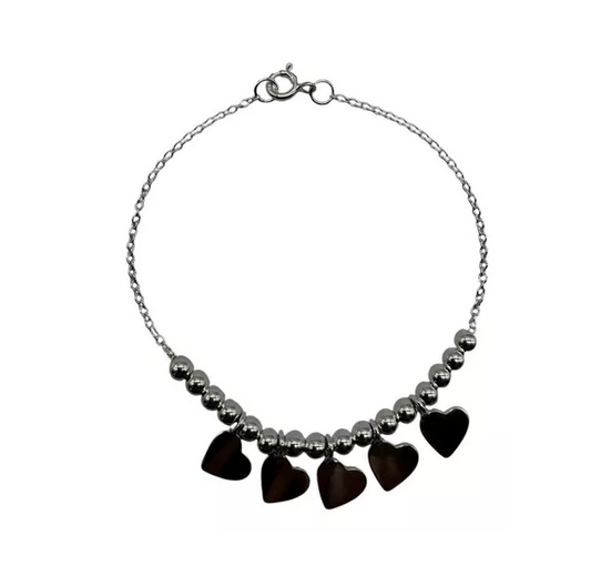 Pulsera Corazones Mujer Plata Italiana 925-0
