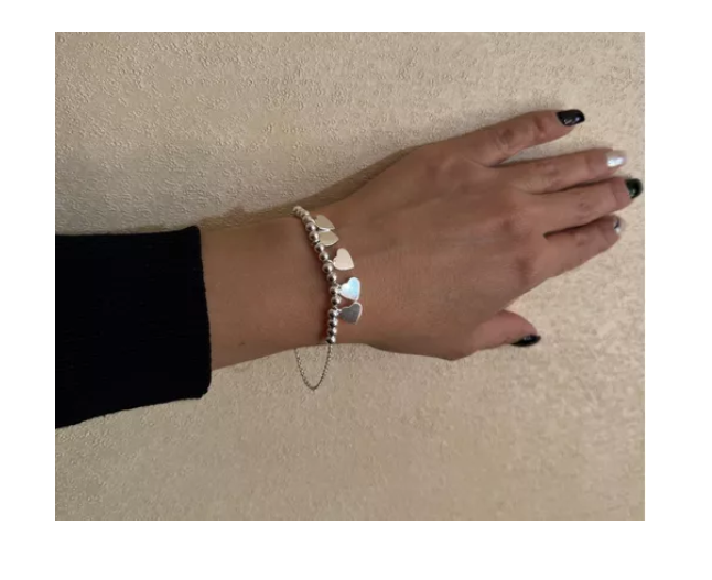 Pulsera Corazones Mujer Plata Italiana 925-1