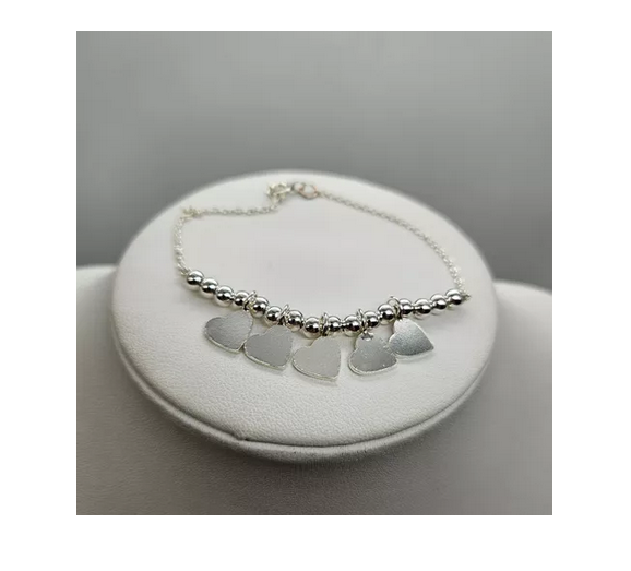Pulsera Corazones Mujer Plata Italiana 925-2