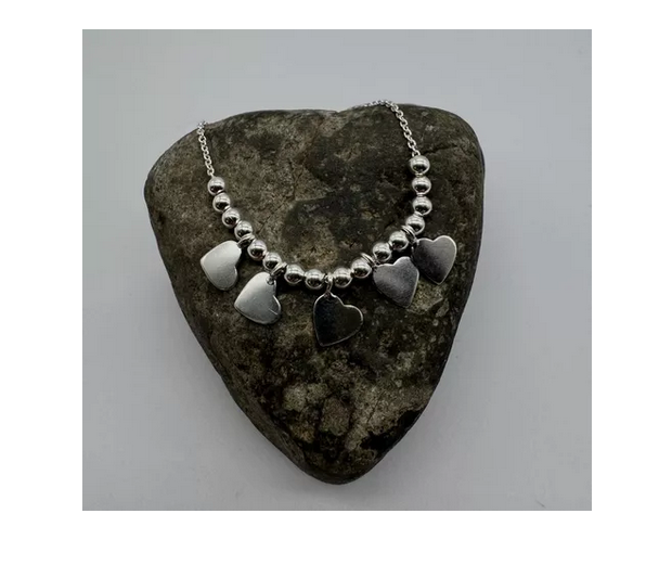 Pulsera Corazones Mujer Plata Italiana 925-4
