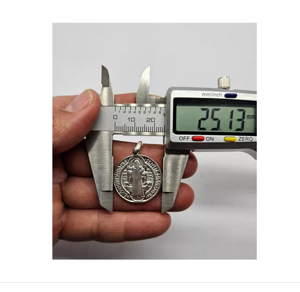 Colgante Medalla San Benito Plata Italiana 925 - Grande -1