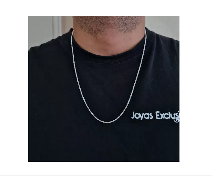 Cadena Turbillon Plata Italiana 925 - 60 Cm Collar-1