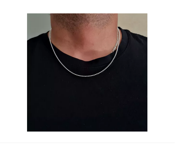 Cadena Hombre Militar 50 Cm Plata Italiana 925-1