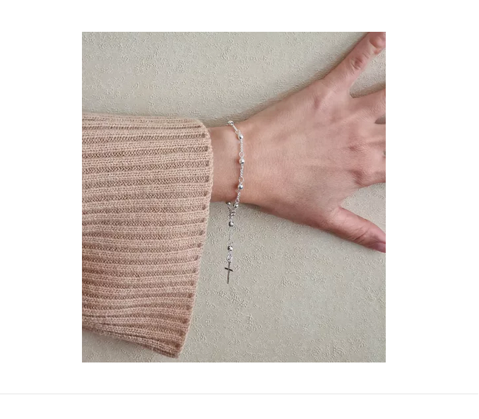Pulsera Rosario Mujer Plata Italiana 925-1