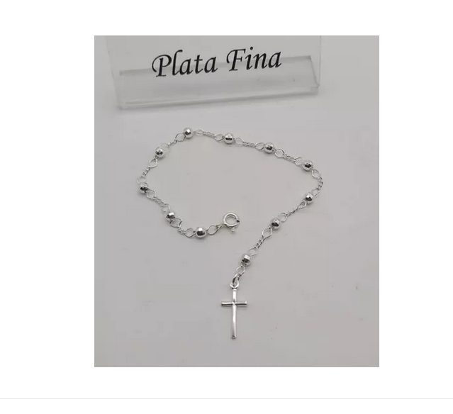 Pulsera Rosario Mujer Plata Italiana 925-3