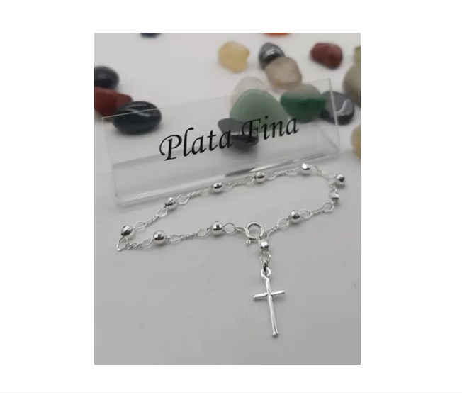 Pulsera Rosario Mujer Plata Italiana 925-4