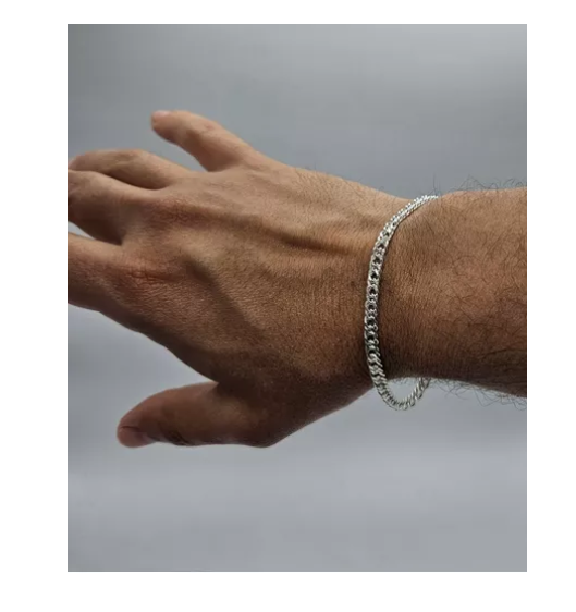 Pulsera Doble Grumet Hombre Plata Italiana 925 - 20 cm-1