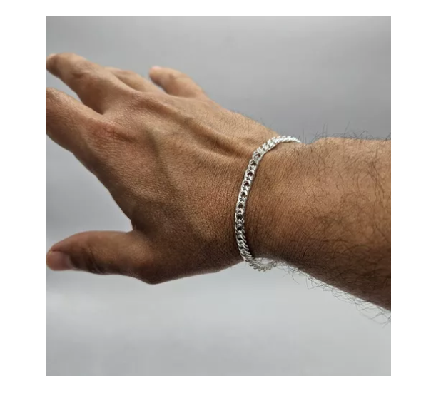Pulsera Doble Grumet Hombre Plata Italiana 925 - 20 cm-2